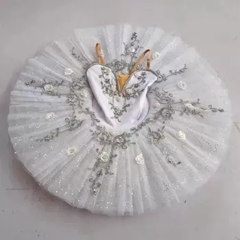 Белое детское балетное платье-пачка с изображением лебедя и озера, танцевальные костюмы для девочек