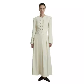 Белое пальто, дизайнерский маленький китайский женский костюм с юбкой в Королевском Стиле