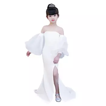 Белое платье русалки для девочек-подростков от 3 до 14 лет, винтажное благородное платье для выпускного вечера, праздничное рождественское платье