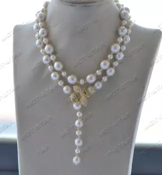 Белое почти круглое жемчужное ожерелье Эдисона Keshi z1бесшумный Циркон 17-34 дюйма 11 мм