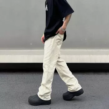 Белые джинсы мужские простые однотонные прямые абрикосовые брюки Hombre тонкие повседневные уличные брюки летние джинсовые брюки