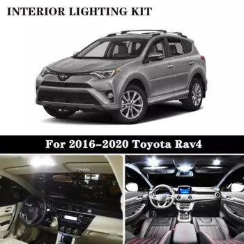 Белые светодиодные лампы с Canbus для салона автомобиля, 11 шт., комплект ламп для 2006-2016, 2017, 2018, 2019, 2020, Toyota Rav4, светодиодные лампы для салона автомобиля, комплект ламп для салона автомобиля