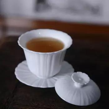 Белый фарфоровый лепесток Gaiwan ручной работы керамический чайный набор китайская фарфоровая чайная посуда чайная чаша высокое качество