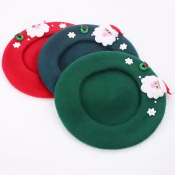 Beret Christmas Vintage Red Hat Female Winter butterfly beret Warm берет women Cap Bud Painter Hats Cute snow gorros navideo