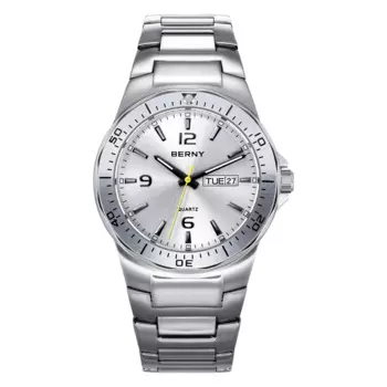 BERNY мужские часы календарь недели кварцевые часы из нержавеющей стали для мужчин ретро деловое платье водонепроницаемые легко читаемые мужские наручные часы