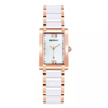BERNY женские часы с календарем и датой, элегантные классические прямоугольные керамические кварцевые женские часы, роскошные модные женские наручные часы TANK