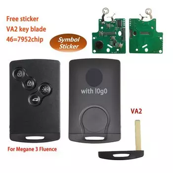 Бесключевой дистанционный ключ от автомобиля для Renault Megane 3 Fluence Scenic Laguna Koleos Clio Captur смарт-карта PCF7952/7953 чип 433 МГц логотип