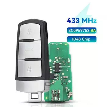 Бесключевой ключ KEYYOU 3C0959752BA 3BT, дистанционный смарт ключ-брелок, 433 МГц, ID48, для автомобилей VolksWagen VW Passat B6, 3C, B7, Magotan CC