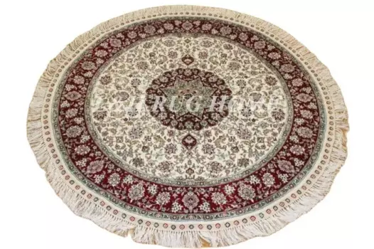 Бесплатная доставка 300 линий 4 'x 4'(120x120 см) круглый Шелковый персидский ковер ручной работы с узлом, шелковый ковер высокого качества