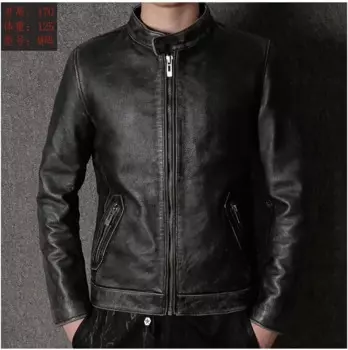 Бесплатная доставка. 7xl брендовая Повседневная стильная куртка из воловьей кожи, мужская одежда из 100% натуральной кожи. Винтажная байкерская куртка