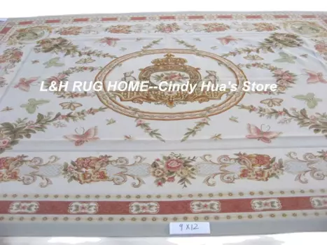 Бесплатная доставка 9 'x 12' Aubusson коврики шерстяные коврики Aubusson тканые коврики-бабочки и цветы