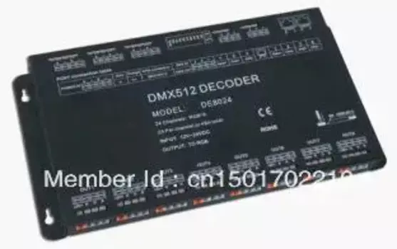 Бесплатная доставка, декодер DMX512 и светодиодный драйвер, светодиодный RGB контроллер, 24 канала, стандартное постоянное напряжение/Выход PWM <2A/ch DE8024