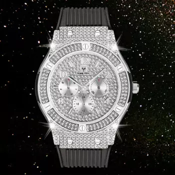 Бесплатная доставка, дропшиппинг, мужские часы от ведущего бренда, роскошные модные кварцевые часы с бриллиантами, мужские водонепроницаемые черные резиновые спортивные наручные часы XFCS