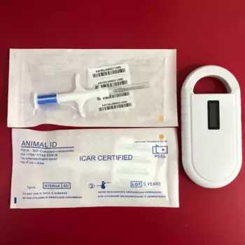 Бесплатная доставка ISO FDX-B ручной rfid-считыватель животных OLED портативный микрочип для домашних животных сканер для собак и рыб + 2 шт. rfid-чип для домашних животных шприц