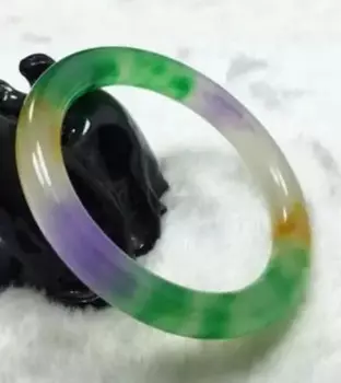 Бесплатная доставка Сертифицированный натуральный красивый желтый/многоцветный нефритовый браслет ручной работы 58 ~ 65 мм