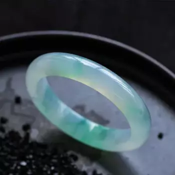 Бесплатный сертификат натуральный бирманский Jadeite Ice двухцветный 54 мм-61 мм браслет Элегантный женский браслет лучший подарок ювелирных изделий