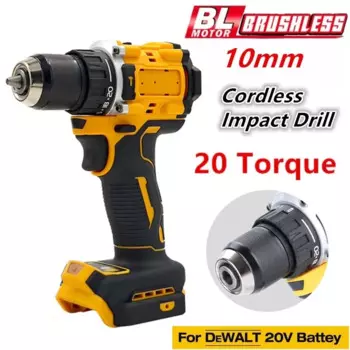 Беспроводная электрическая дрель DeWALT с 20 крутящими моментами, 10 мм патроном, бесщеточная Ударная дрель, отвертка, подходит для электроинструментов с батареей 20 в