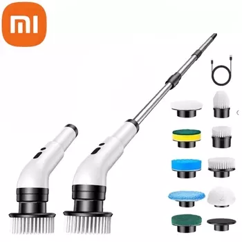 Беспроводная электрическая щетка для чистки Xiaomi 9-в-1, водонепроницаемая щетка для кухонной и ванной комнаты, расширенная телескопическая бытовая щетка