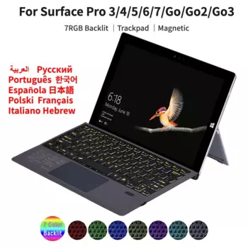 Беспроводная Bluetooth клавиатура toхолостого цвета с подсветкой для Microsoft Surface Pro 3/4/5/6/7 Surface Go 1/2/3, клавиатура для планшета