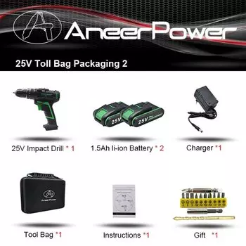 Беспроводная дрель ANEERPOWER 25В