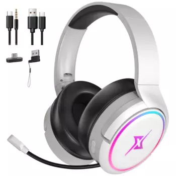 Беспроводная игровая гарнитура Targeal 2,4G, вращающаяся Складная Bluetooth V5.3, аккумулятор 20 часов, выдвижной шумоподавляющий микрофон