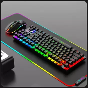 Беспроводная игровая клавиатура и мышь 2,4 ГГц, RGB игровая клавиатура с подсветкой комплект геймера 87, клавиатура для компьютера
