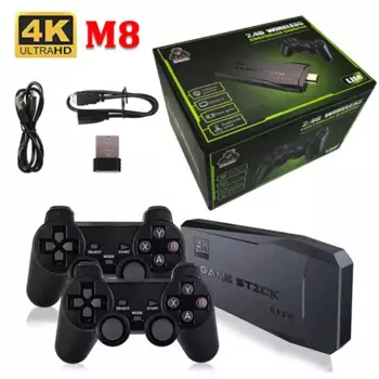 Беспроводная игровая консоль M8, 2,4G, 64 ГБ, встроенные 20000 игр, двухъядерная, стандартная 4K HD, PS1, GBA, рождественский подарок