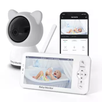 Беспроводная IP-камера для наблюдения за ребенком, IPS экран, Wi-Fi, PTZ, датчик температуры и влажности, 5 дюймов