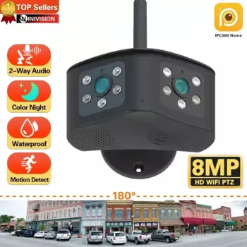 Беспроводная IP-камера с двумя объективами, 2,8-12 мм, 8 Мп, 4K, PTZ