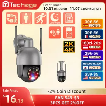 Беспроводная IP-камера Techage, 8 Мп, 4K, 2K, PTZ