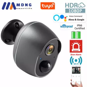 Беспроводная IP-камера Tuya Smart Life, 5200 мАч, IP65, Wi-Fi, 1080P