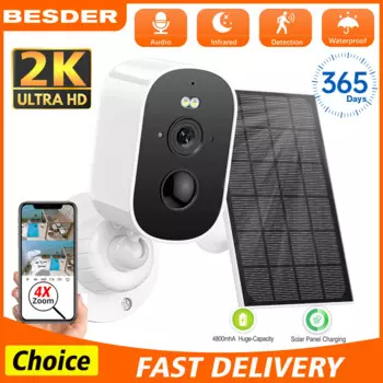 Беспроводная IP-камера видеонаблюдения с солнечной панелью, 4 МП