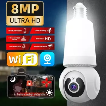 Беспроводная камера видеонаблюдения, 8 Мп, 4K, HD, E27