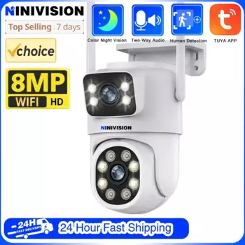 Беспроводная камера видеонаблюдения Tuya 4K, 8 Мп, PTZ, Wi-Fi