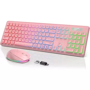 Беспроводная клавиатура и мышь с подсветкой
