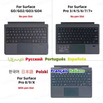 Беспроводная клавиатура Teclado для Microsoft Surface Pro 9/8/X Surface Pro 3 4 5 6 7 Go 1 2 3
