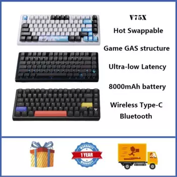Беспроводная механическая клавиатура ATK VXE V75X, игровая механическая клавиатура с газовой структурой, популярная возможность замены RGB, пользовательская клавиатура для киберспорта