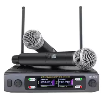 Беспроводная микрофонная система UHF, профессиональный двойной ручной микрофон, микрофон для караоке, для сцены, детской речи, для церкви, выступлений