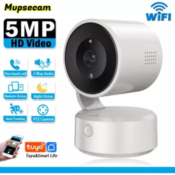 Беспроводная мини-камера видеонаблюдения, 5 МП, PTZ, Wi-Fi, 2-канальное аудио, 360 °