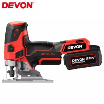 Беспроводная ножовочная пила Devon, бесщеточная, 5831, 20 в, 800/3500 т/мин, ход 26 мм, многорежимная, регулируемый угол резки, универсальная гибкая батарея