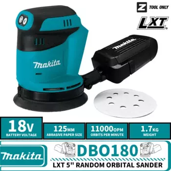 Беспроводная орбитальная шлифовальная машина Makita DBO180Z, литиевый электроинструмент, 18 в, LXT, 5 дюймов, 11000OPM, деревообработка