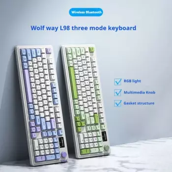 Беспроводная Проводная клавиатура L98, Bluetooth, 2,4 ГГц, с приятным внешним видом, механическая Бесшумная игровая Офисная Клавиатура с Rgb Подсветкой