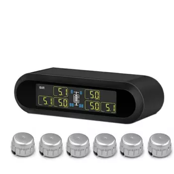 Беспроводная система контроля давления в шинах TPMS + 6 с ЖК-дисплеем, внешним датчиком давления в шинах, сигнализация DIY для дома на колесах