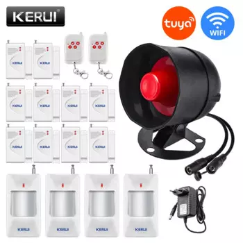 Беспроводная система охранной сигнализации KERUI Tuya, умная сирена с Wi-Fi, датчиком движения, дистанционным управлением через приложение
