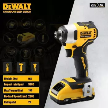 Беспроводная ударная отвертка Dewalt DCF809, бесщеточный двигатель, 20 В, 190 Нм, 2800 об/мин, 3200ipm, 3 светодиода, легкая универсальная батарея 18 В