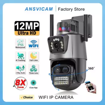 Беспроводная уличная IP-камера видеонаблюдения, 6 к, 12 Мп, Wi-Fi, 360 дюйма