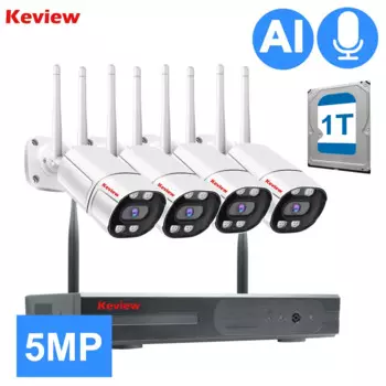 Беспроводная уличная камера видеонаблюдения, 3 Мп, 5 МП, 8 каналов, NVR HD IP, Wi-Fi, с записью звука, ночным видением, комплект с ЖК-экраном