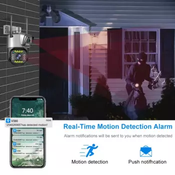 Беспроводная уличная камера видеонаблюдения с двойным объективом, 4 МП