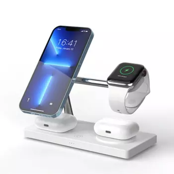 Беспроводное зарядное устройство 4 в 1, подставка для iPhone 15 14 13 12, быстрая зарядка для iWatch, Samsung Galaxy Watch 5 4 3 Airpods Pro 2 3