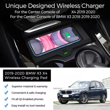 Беспроводное зарядное устройство для телефона для BMW X3, 2018, 2019, 2020, BMW X4, 2019, 2020, центральная консоль, коврик для беспроводной зарядки для всех устройств с поддержкой QI